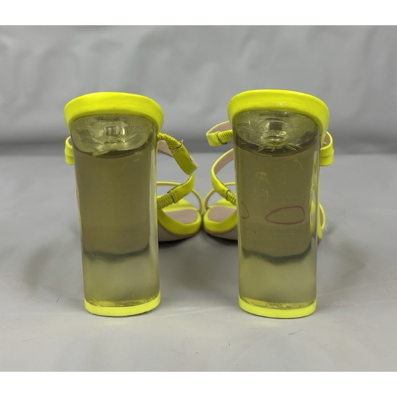 Steve Madden Radiance Strappy Heels Womens 6.5M Neon Yellow Transparent Heel - Picture 8 of 13